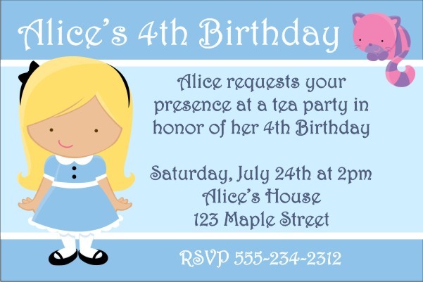 Alice in Wonderland Birthday Invitation