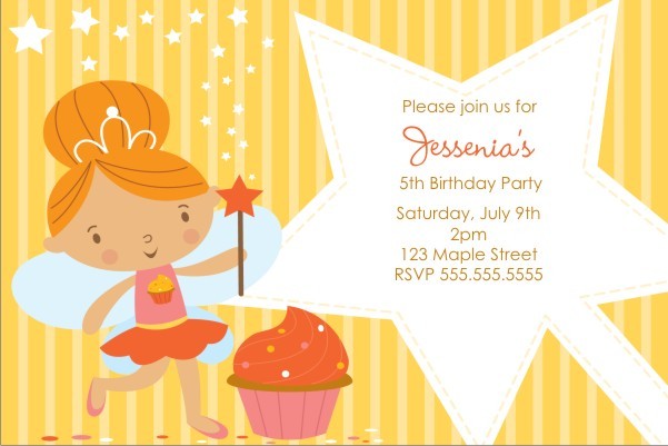 Cupcake Fairy Princess Invitation - Yellow