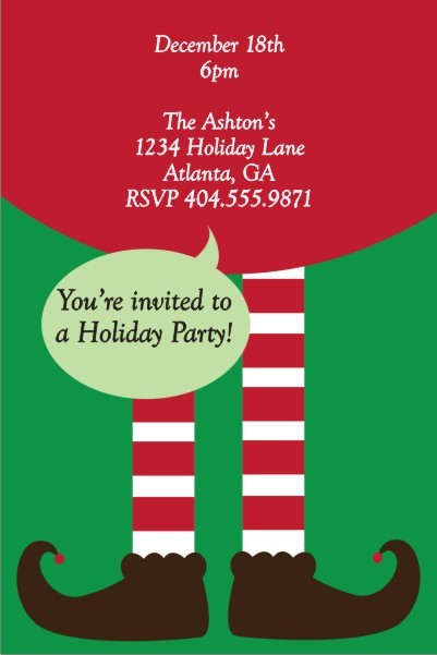 Elf Legs Christmas Holiday Party Invitation