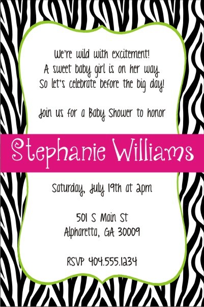 Zebra Stripes Print Birthday Party Invitation