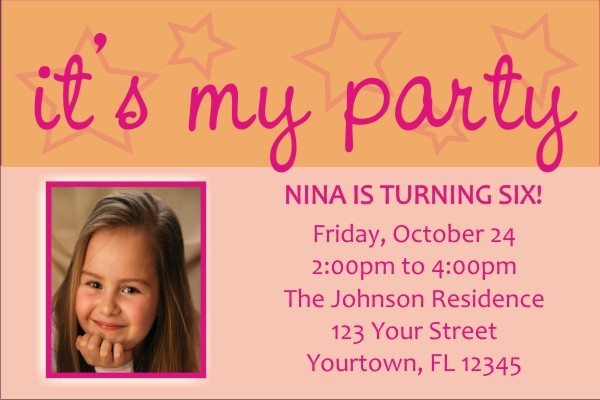 It's My Party Invitations (Pink and Orange)