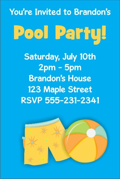 Pool Party Invitations 7  - Boy Pool Party