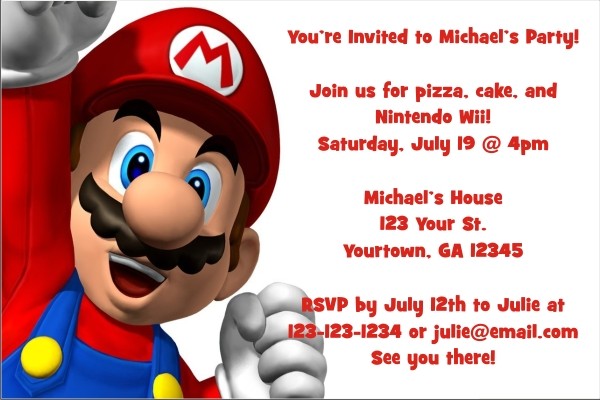 Super Mario Invitations