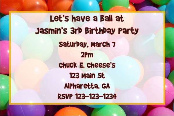 Ball Pit Invitation