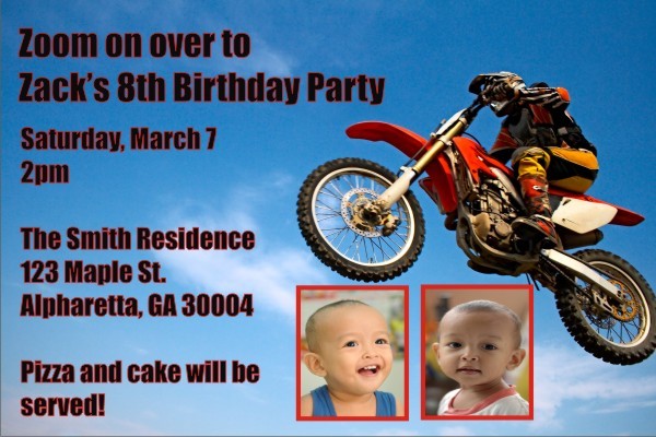 Motocross Invitation with Optional Photo