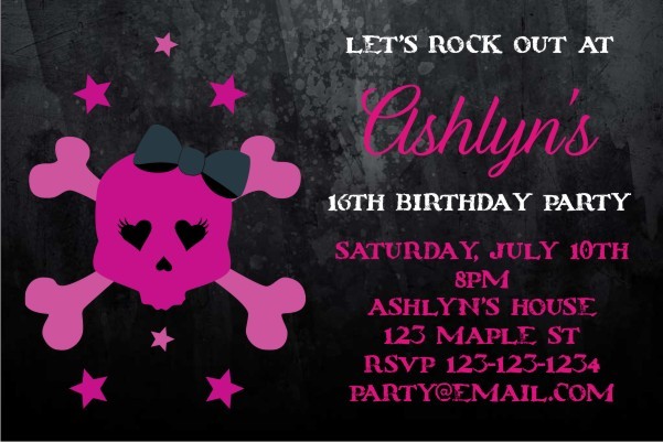 Pink Skull Grunge Gothic Emo Punk Invitation