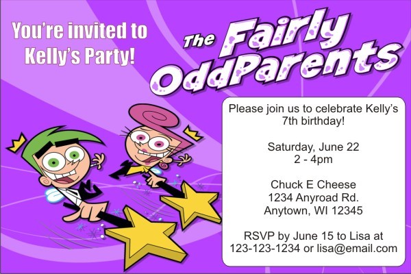 Fairly Odd Parents Invitations -Purple