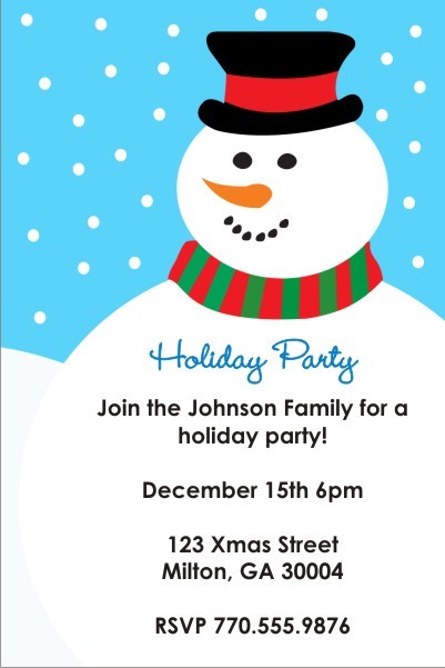 Icy Snowman Holiday Christmas Party Invitation