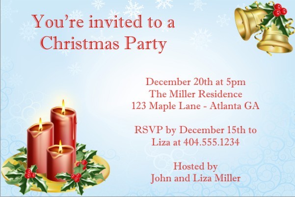 Christmas Candles Holiday Card Party Invitation
