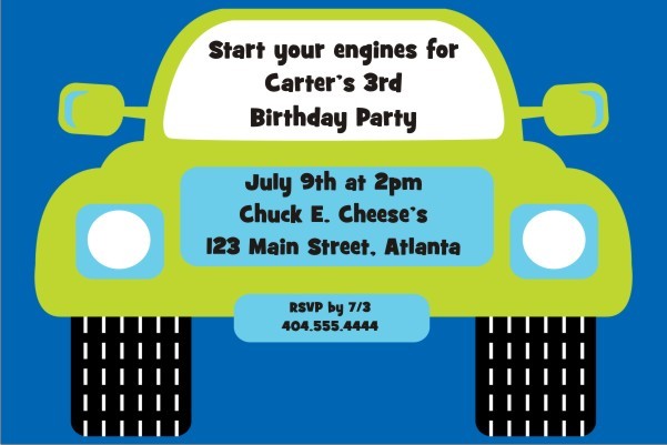 Monster Truck Invitation - Blue Green