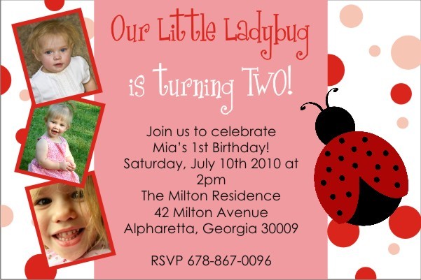 Ladybug Birthday Invitation (with Optional Photo)