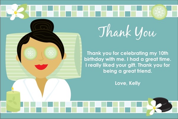 Spa Day Thank You Cards - Choose Skin Tone / Hair color