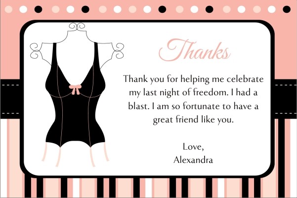 Lingerie Bridal Shower Bachelorette Party Thank You Card 3