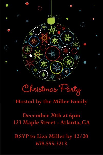 Color Burst Christmas  Holiday Card Party Invitation