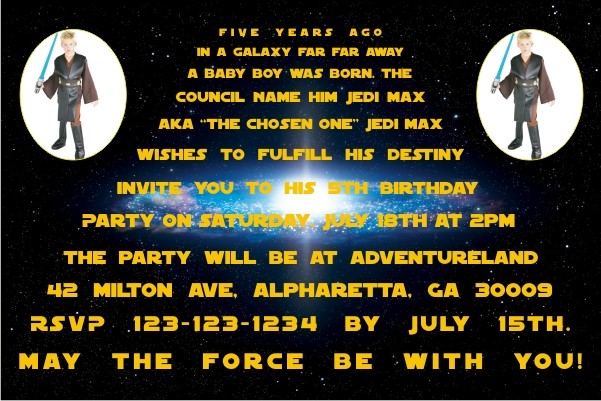 Star Wars Photo Invitations - 2 PHOTOS