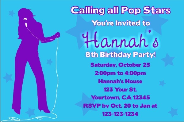 Pop Star Diva Invitation (No Photo)