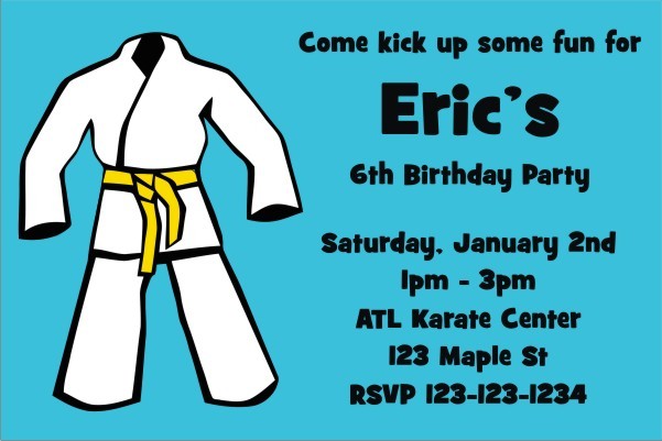 Karate TaeKwanDo Martial Arts Invitation - ALL COLORS