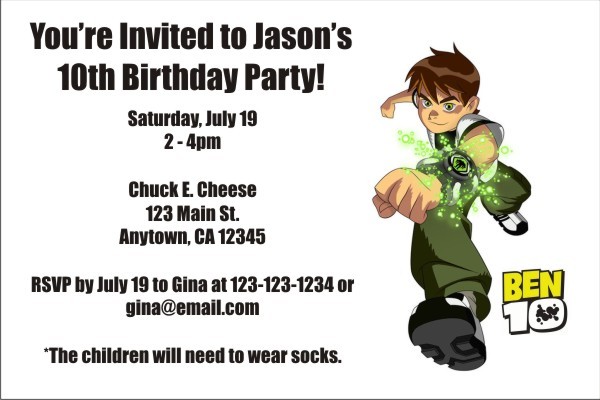 RARE Ben 10 Alien Force Cartoon Network Birthday Party Invitations w/Envelopes 