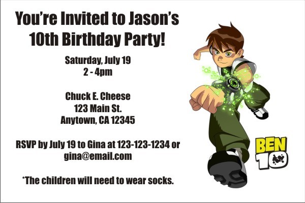 Ben 10 Invitations 3