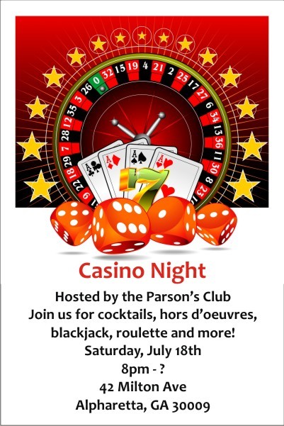 Game Night Invitation Family Game Night Casino Party