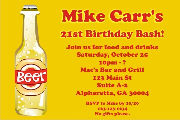 Beer Invitations - Great for 21st Birthday