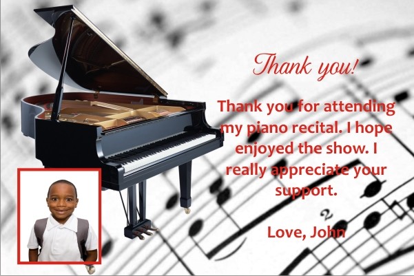 Piano Recital Thank You Card