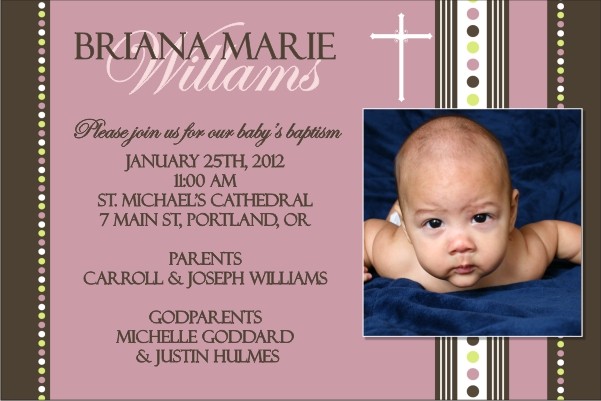 Communion / Baptism Photo Invitation 6 - Pink