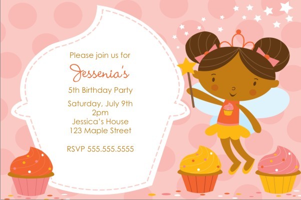 Cupcake Fairy Princess Invitation - Pink Delight