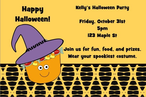 Candy Bucket Halloween Party Invitation