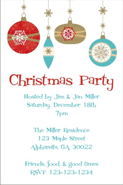 Retro Ornaments Christmas Holiday Card Party Invitation