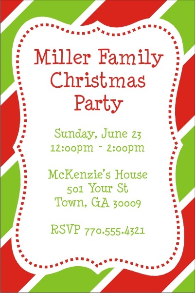 Christmas Stripes Party Invitation