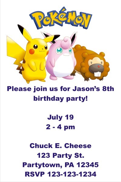 Pokemon Invitations