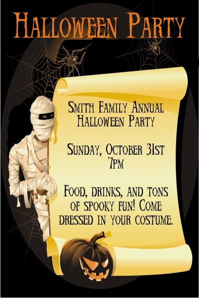Mummy Halloween Party Invitation