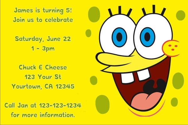 Spongebob Squarepants Invitations 2