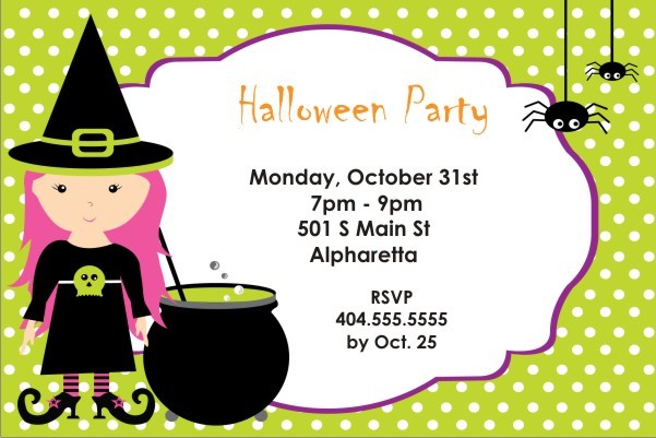 Pink Hair Witch Halloween Party Invitation