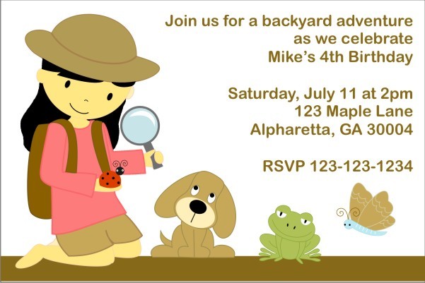 Backyard Adventure Invitation (Customizable Girl)