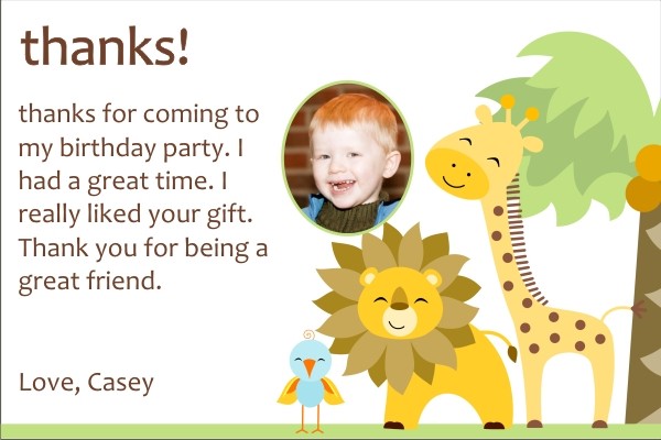 Jungle Safari Thank You Cards - Giraffe, Lion, Bird