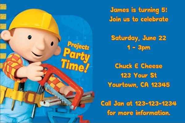 Bob the Builder Invitations 2