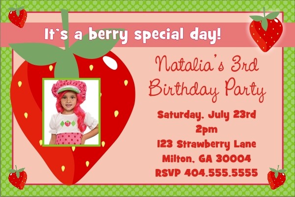 Strawberry Shortcake inspired Photo Invitation