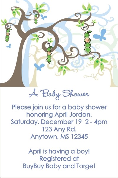 Peas in a Pod Baby Shower Invitations - Blue