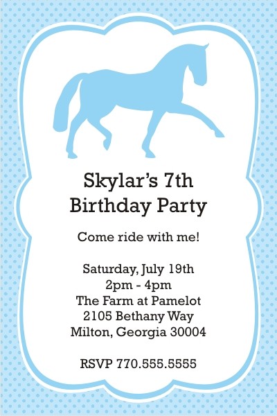Horse personalized birthday party invitation