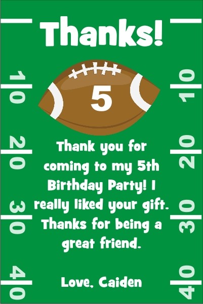 football thank you cards personalized party invites