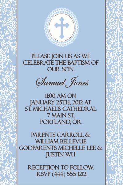 Communion / Baptism Invitation - Cocoa Blue