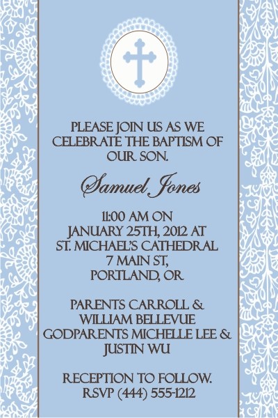 Communion / Baptism Invitation - Cocoa Blue