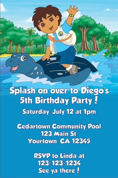 Go Diego Go! Invitations- Water Turtle