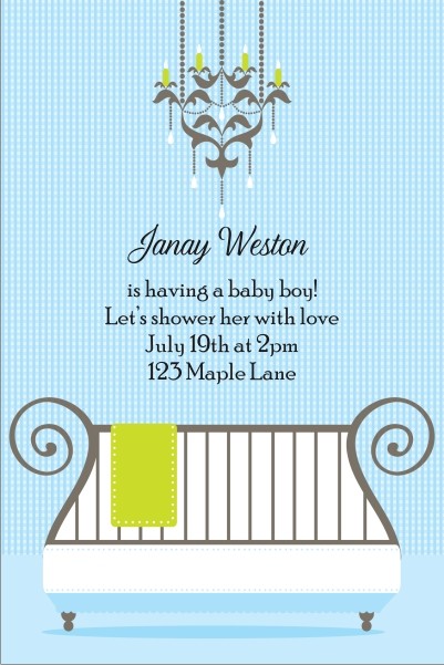 Cute Crib Baby Shower Invitation - Blue