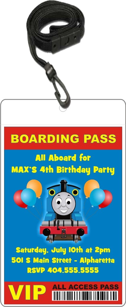 Thomas the Train Tank Engine VIP Pass Invitation w Lanyard