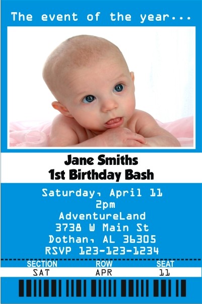 Ticket Style Photo Invitation - ALL COLORS