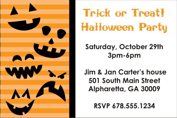 Halloween Pumpkin Faces Party Invitation