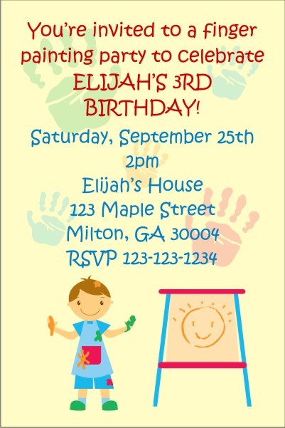 Finger Painting Party Invitation Boy or Girl
